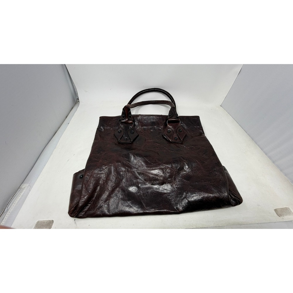 Kale Dark Brown Distressed Leather Tote Bag Pink Lining Large Shoulder Shopper